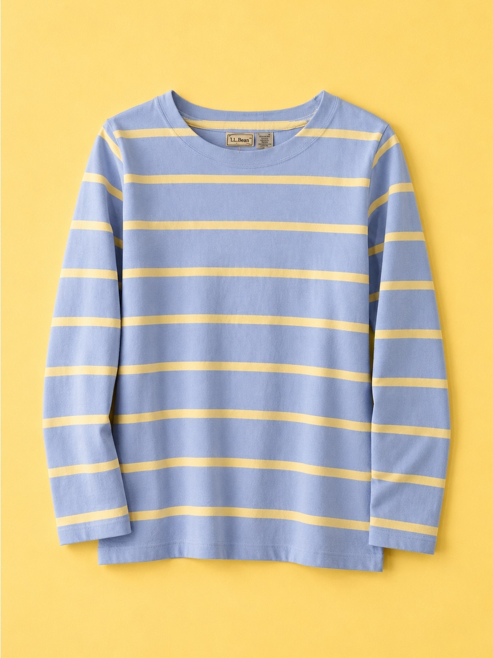 L.L. Bean Light Blue and Yellow Striped Long-Sleeve Tee